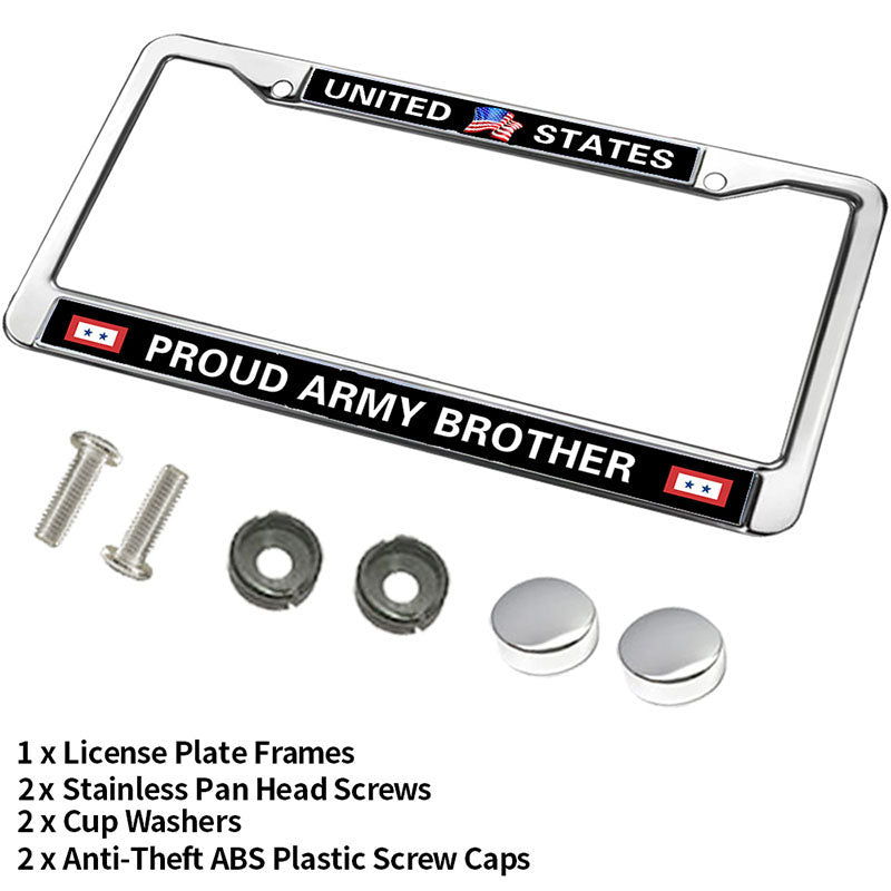 UNITED STATES ARMY BROTHER License Plate Frame chrome 2 holes,PROUD US ARMY Custom Frame Metal License Plate Frame To Fit Any Standard US cars
