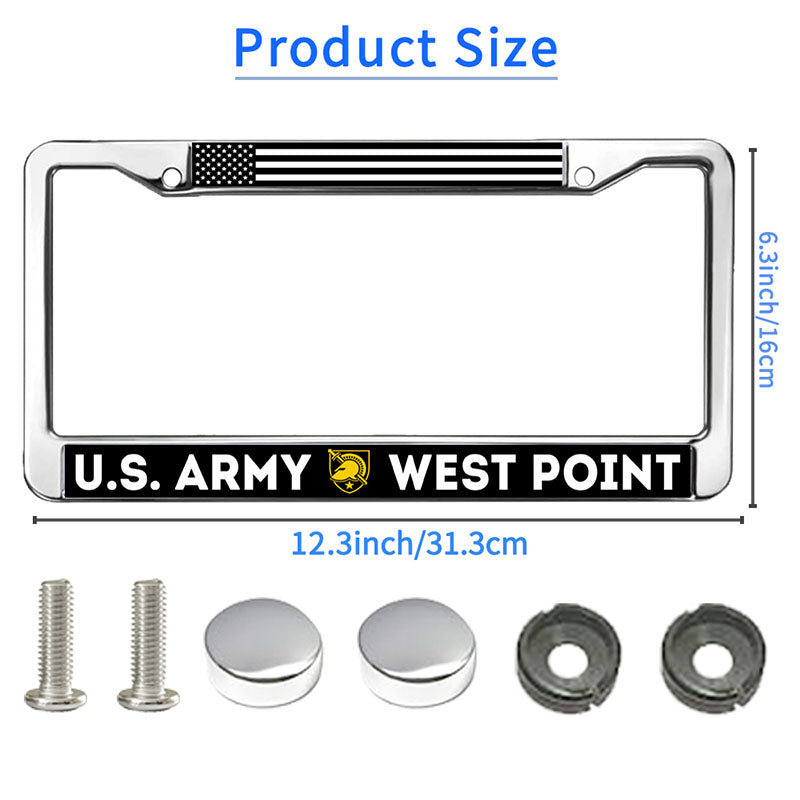 US Army West Point License Plate Frame for Christmas Gift American USA Flag License Plate Frame Personalized US Army Heroism Durable License Plate Frame with Mounting Gift Kit