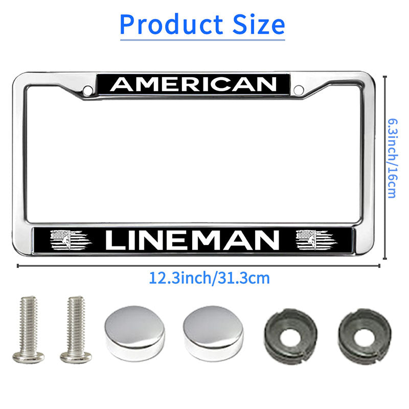 American Lineman License Plate Frame for Religious People USA Flag Pride License Plate Frame Stainless Steel US Army Blessing Easy Installation License Plate Frame with Mounting Hardware Kit