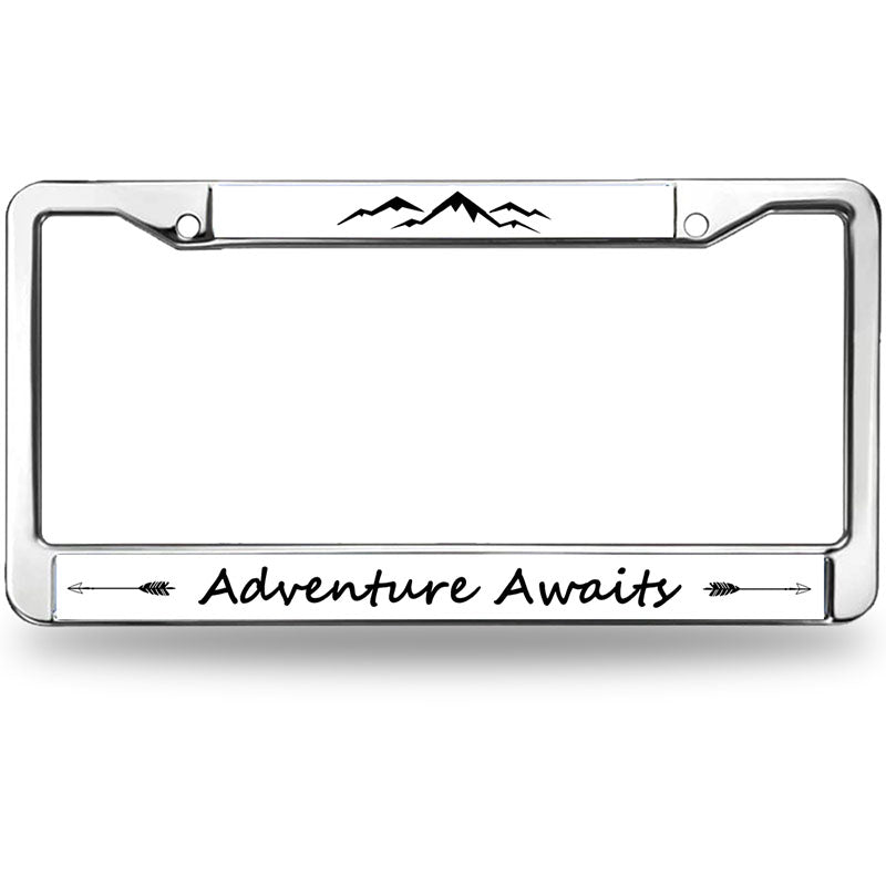 Mount Adventure Spirit License Plate Frame for veterans Adventure Awaits License Plate Frame Slim Christian Adventure Scratch-Resistant License Plate Frame with Chrome Mounting Set