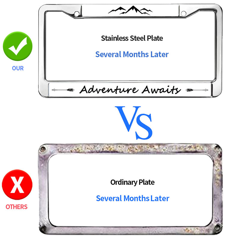 Mount Adventure Spirit License Plate Frame for veterans Adventure Awaits License Plate Frame Slim Christian Adventure Scratch-Resistant License Plate Frame with Chrome Mounting Set