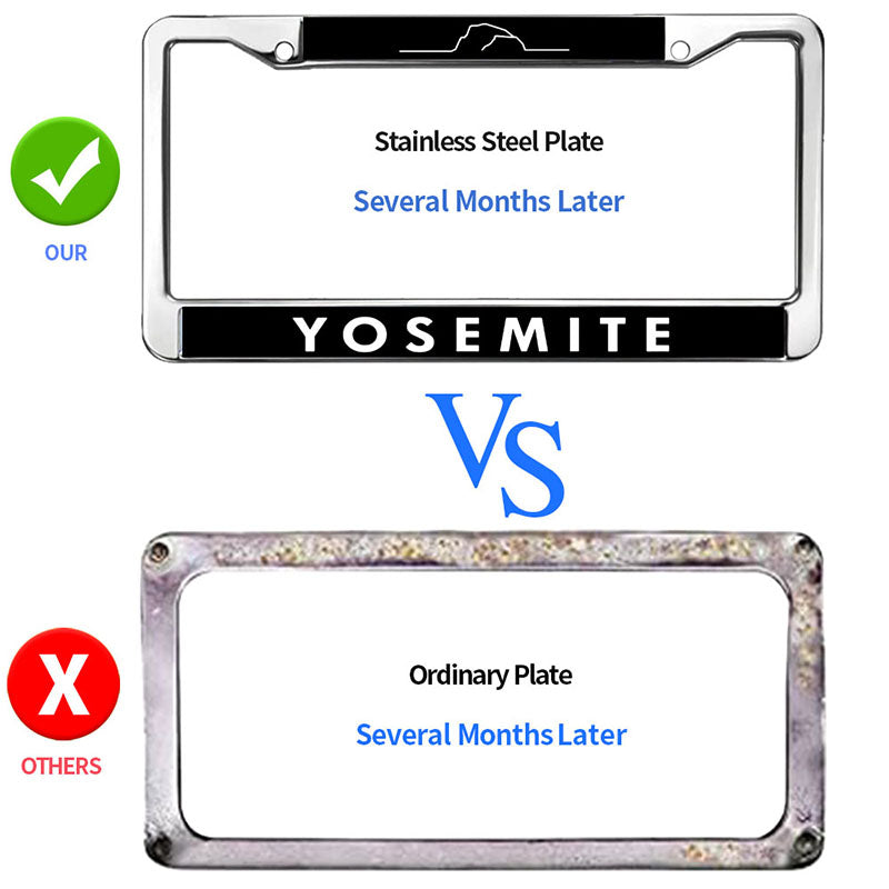 Yosemite National Park License Plate Frame for Car Lovers Yosemite Lover License Plate Frame Patriotic Yosemite Park Spirit Rattle-Proof License Plate Frame with Mounting Gift Kit