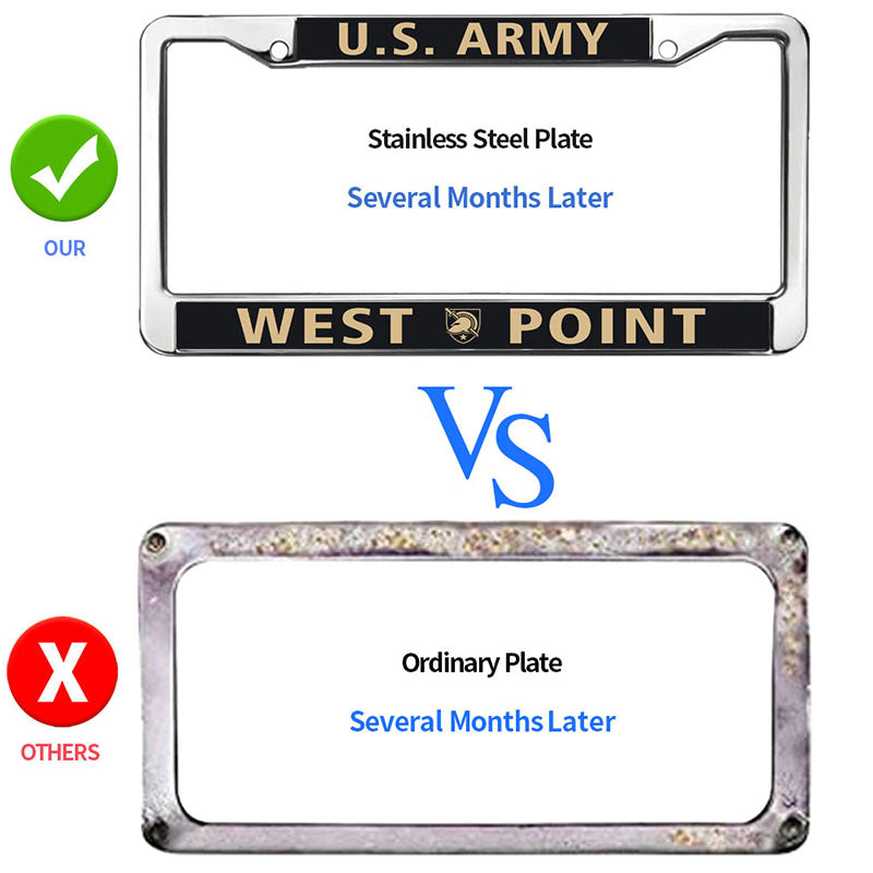 US Army West Point License Plate Frame for Thanksgiving West Point Spirit License Plate Frame Personalized Proud US Veteran Rust-Proof License Plate Frame with Screws Caps