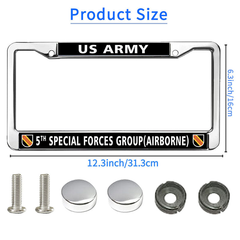 5th Special Force Group License Plate Frame for veterans US Army Spirit License Plate Frame Stainless Steel US Veteran Gift Fade-resistant License Plate Frame with Mounting Gift Kit