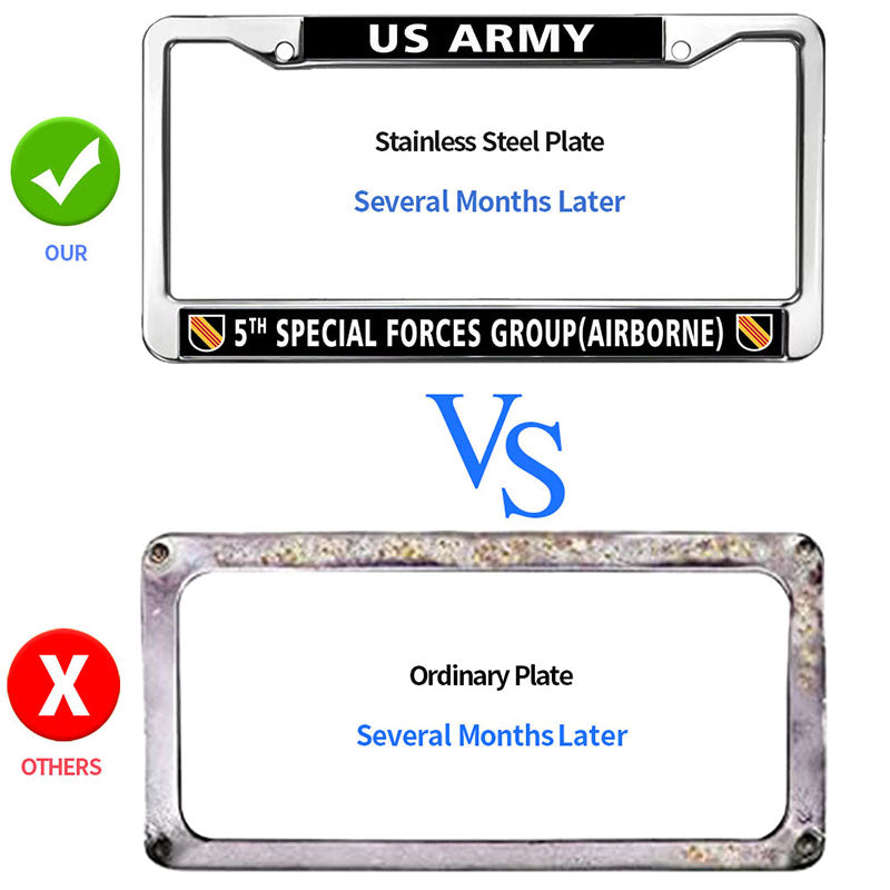 5th Special Force Group License Plate Frame for veterans US Army Spirit License Plate Frame Stainless Steel US Veteran Gift Fade-resistant License Plate Frame with Mounting Gift Kit