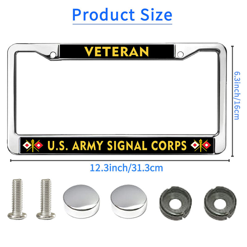 US Army Signal Pride License Plate Frame for Father’s Day Signal Corps Army License Plate Frame Inspirational Proud US Army Veteran Rattle-Proof License Plate Frame with Mounting Hardware Kit