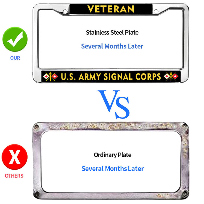 US Army Signal Pride License Plate Frame for Father’s Day Signal Corps Army License Plate Frame Inspirational Proud US Army Veteran Rattle-Proof License Plate Frame with Mounting Hardware Kit