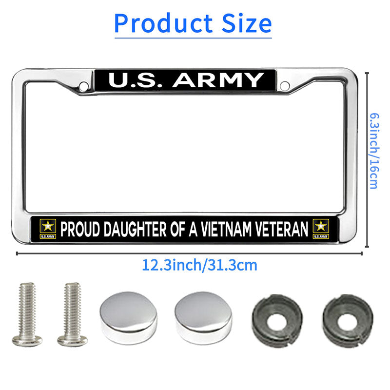 Vietnam Veteran Daughter Pride License Plate Frame for Christian People US Veteran Blessing License Plate Frame Slim US Veteran Gift Durable License Plate Frame with Mounting Kit
