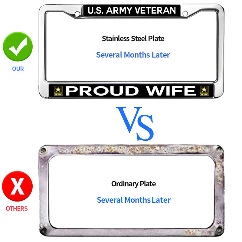 Proud Veteran Army Wife License Plate Frame for Car Lovers Retired Army Pride License Plate Frame American Flag Veteran Easy Installation License Plate Frame