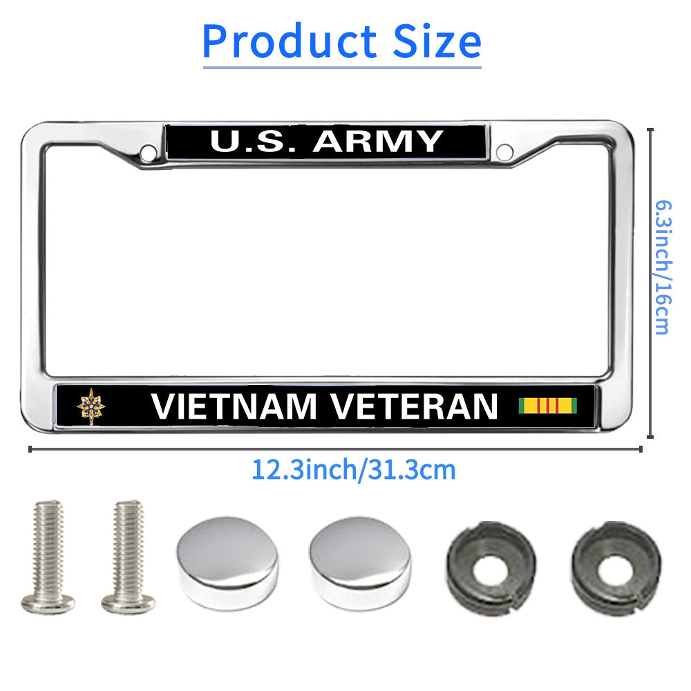 US Army Heroism License Plate Frame Custom Proud US Veteran Anti-theft License Plate Frame US Military Veteran License Plate Frame for Independence Day
