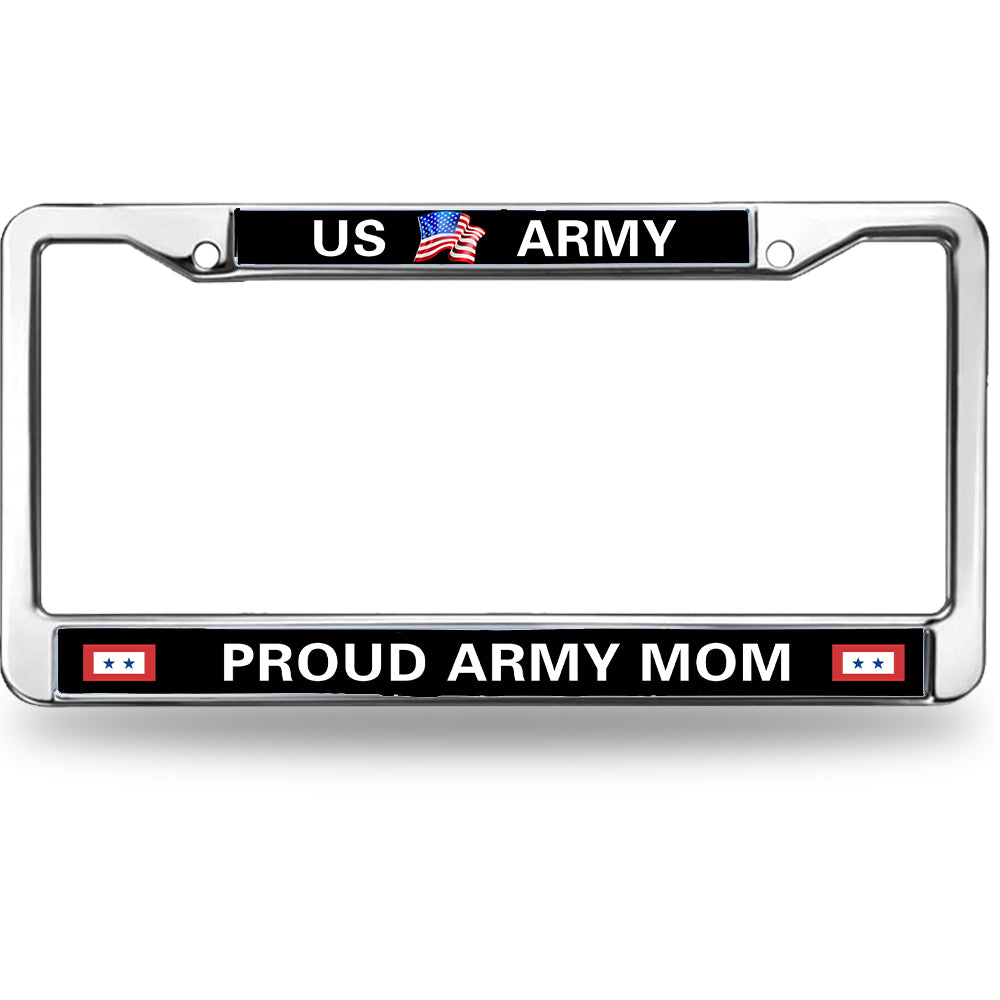 US Army Mom License Plate Frame Chrome Proud Army Mom Slim Design License Plate Frame US Army Pride License Plate Frame for Patriotic Man Woman