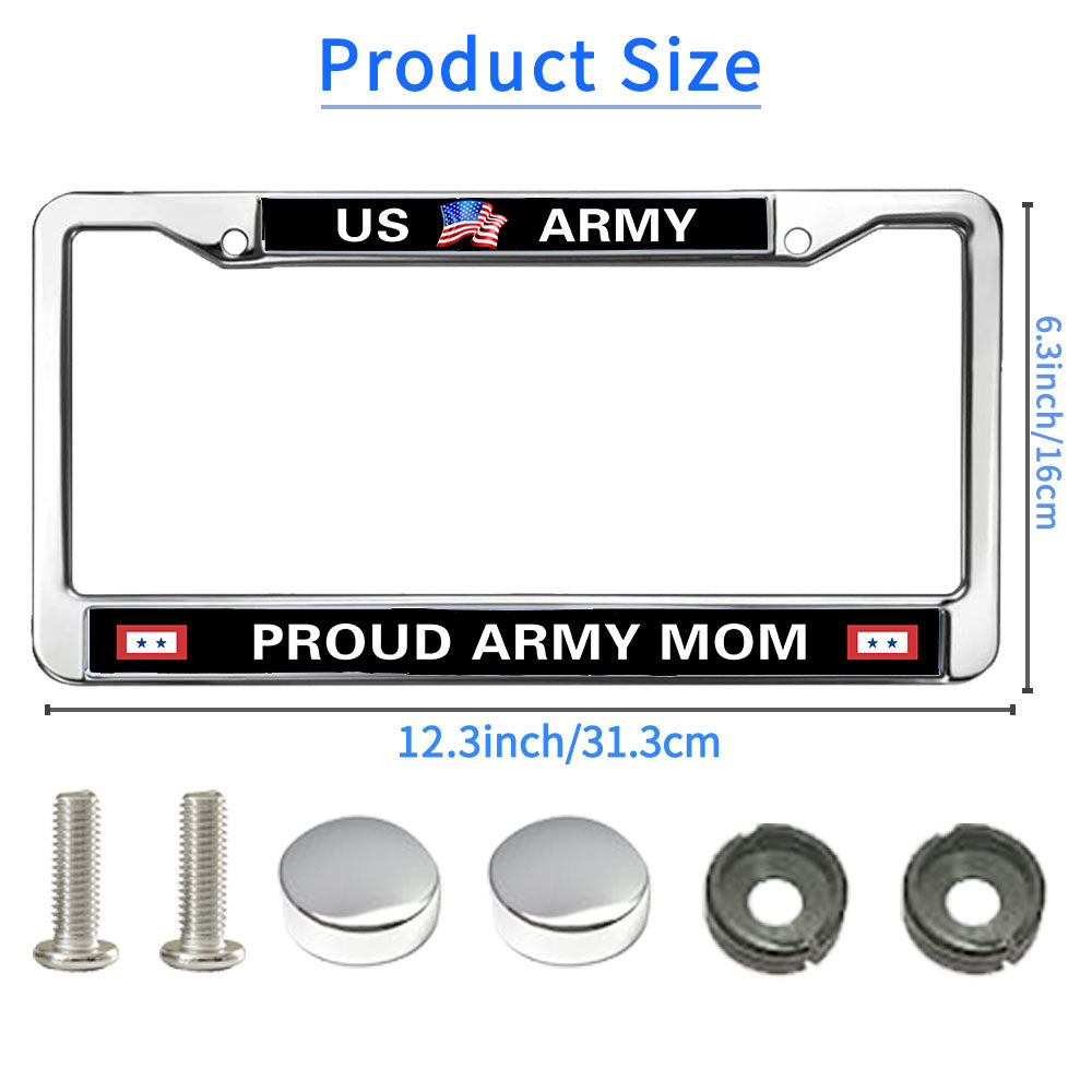 US Army Mom License Plate Frame Chrome Proud Army Mom Slim Design License Plate Frame US Army Pride License Plate Frame for Patriotic Man Woman