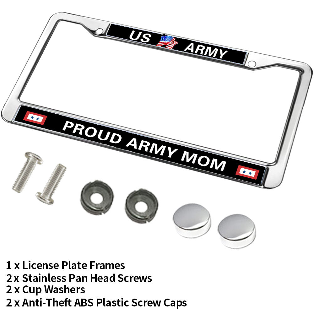 US Army Mom License Plate Frame Chrome Proud Army Mom Slim Design License Plate Frame US Army Pride License Plate Frame for Patriotic Man Woman