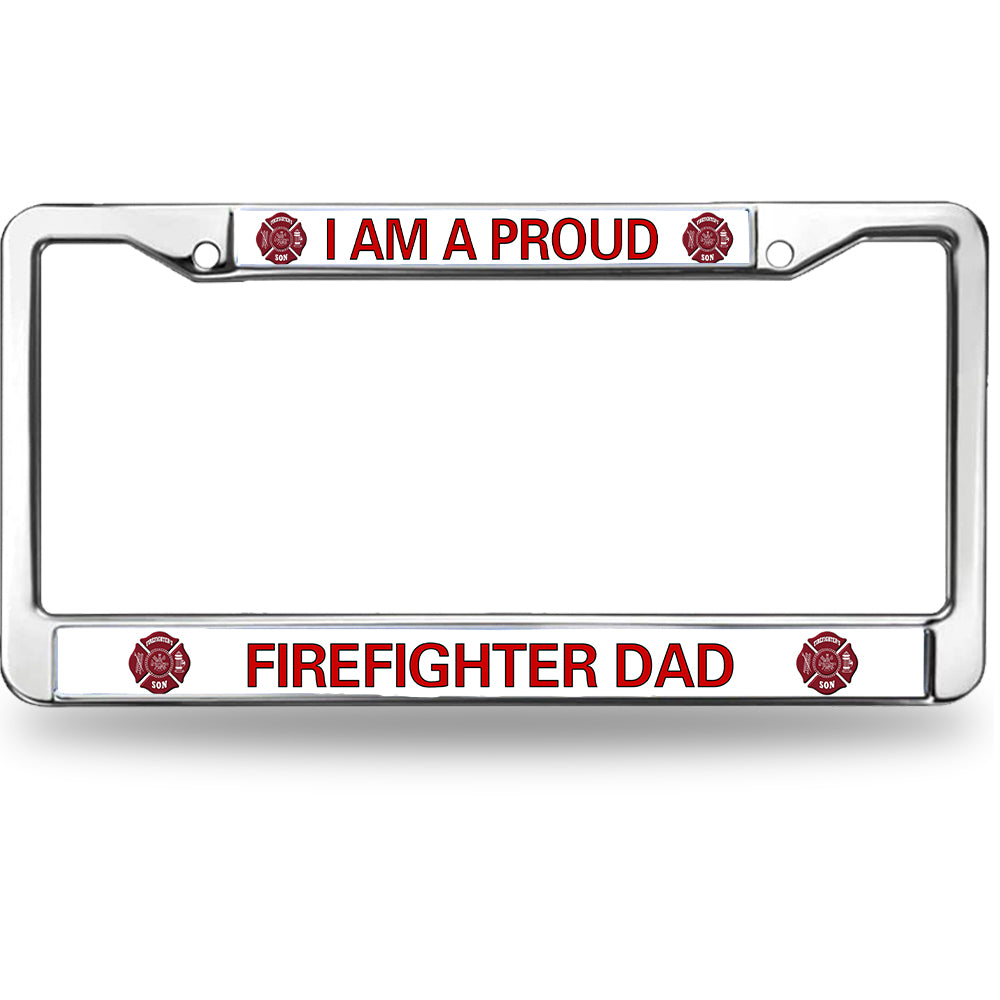 Proud Firefighter Dad License Plate Frame Military Fire Rescue Support Fade-resistant License Plate Frame Firefighter Superhero License Plate Frame Gifts for Firefighter