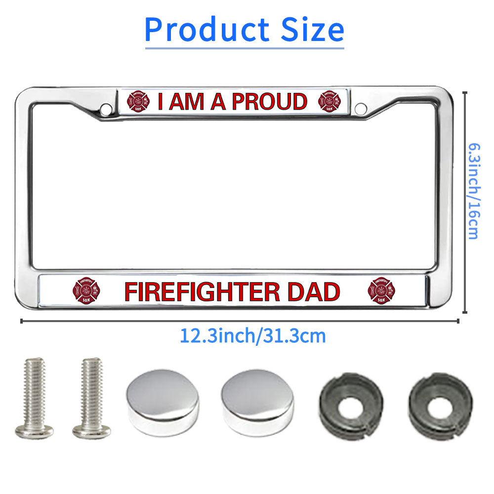 Proud Firefighter Dad License Plate Frame Military Fire Rescue Support Fade-resistant License Plate Frame Firefighter Superhero License Plate Frame Gifts for Firefighter