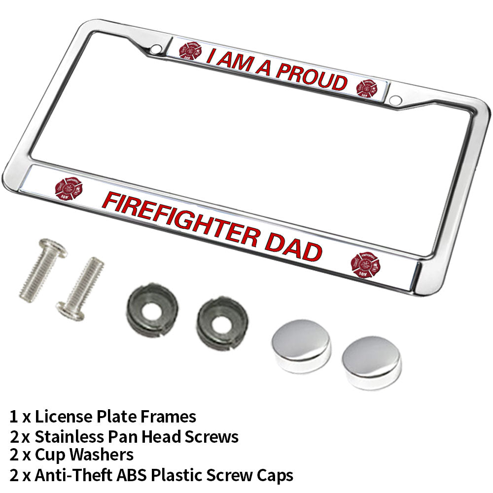 Proud Firefighter Dad License Plate Frame Military Fire Rescue Support Fade-resistant License Plate Frame Firefighter Superhero License Plate Frame Gifts for Firefighter
