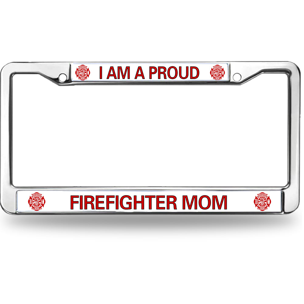 Proud Firefighter Mom License Plate Frame Slim Firefighter Pride Rust-Proof License Plate Frame Firefighter Blessing License Plate Frame for Firefighter
