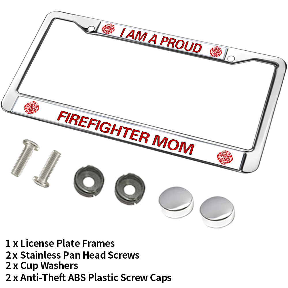Proud Firefighter Mom License Plate Frame Slim Firefighter Pride Rust-Proof License Plate Frame Firefighter Blessing License Plate Frame for Firefighter