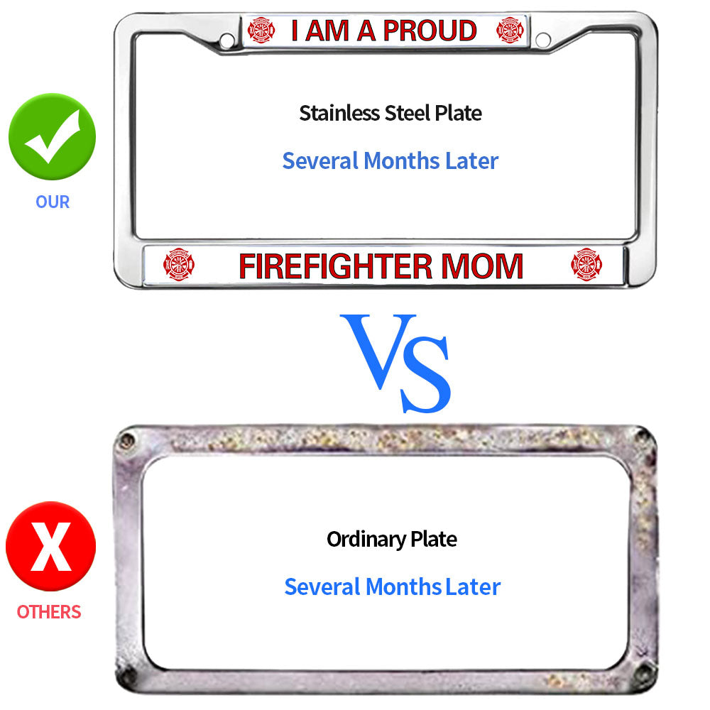 Proud Firefighter Mom License Plate Frame Slim Firefighter Pride Rust-Proof License Plate Frame Firefighter Blessing License Plate Frame for Firefighter