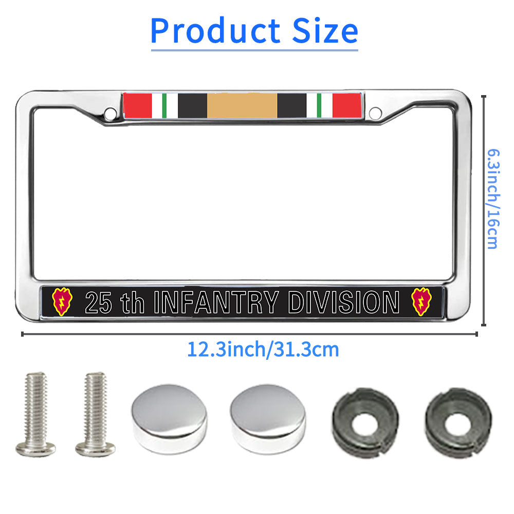 Vietnam Vet Pride License Plate Frame Chrome Army 25th Infantry Division Weather-proof License Plate Frame Veteran US Army License Plate Frame for Veterans