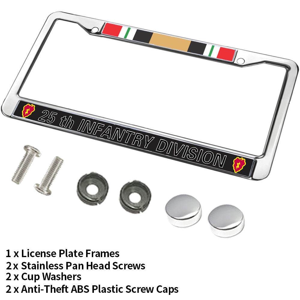 Vietnam Vet Pride License Plate Frame Chrome Army 25th Infantry Division Weather-proof License Plate Frame Veteran US Army License Plate Frame for Veterans