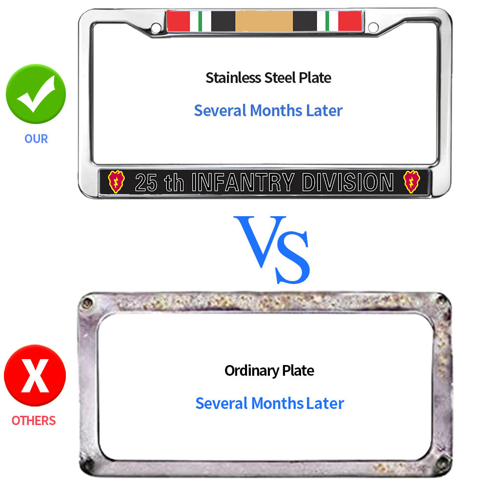 Vietnam Vet Pride License Plate Frame Chrome Army 25th Infantry Division Weather-proof License Plate Frame Veteran US Army License Plate Frame for Veterans