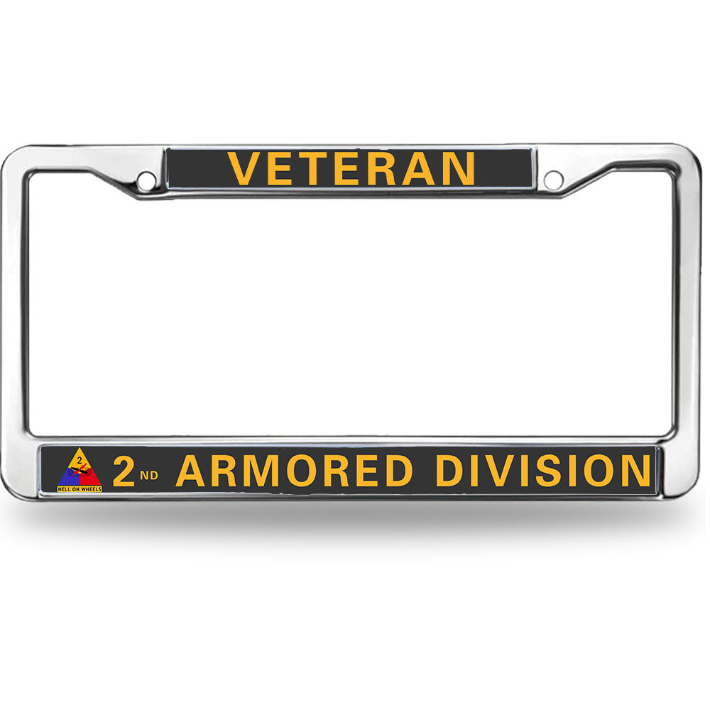 2nd Armored Division Vet License Plate Frame Metal US Army Veteran Scratch-Resistant License Plate Frame US Veteran Pride License Plate Frame for Military