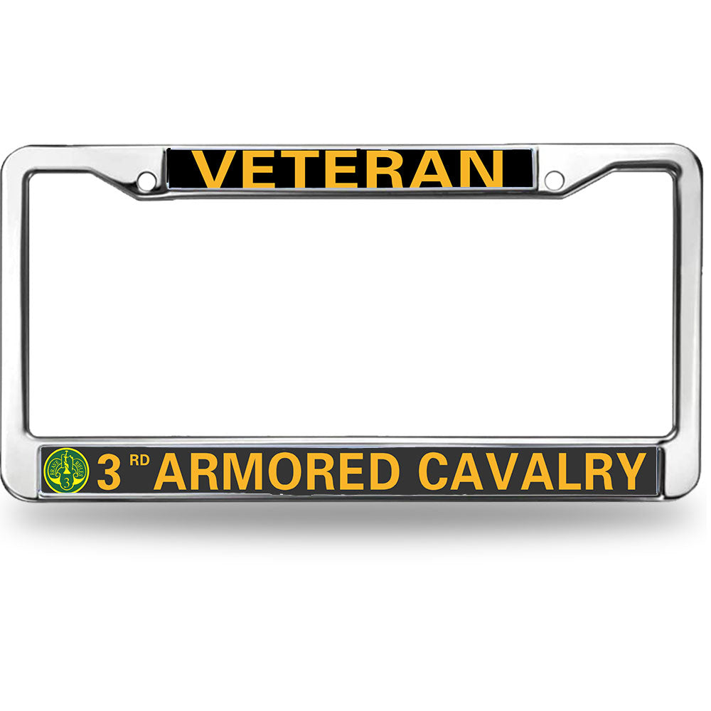 3rd Armored Cavalry Vet License Plate Frame Slim US Army US Flag Anti-theft License Plate Frame US Veteran Power License Plate Frame for Independence Day