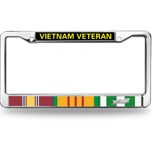 Vietnam Veteran License Plate Frame Custom Vietnam Vet Flag Rust-Proof License Plate Frame Vietnam Vet US Army License Plate Frame for Patriotic People
