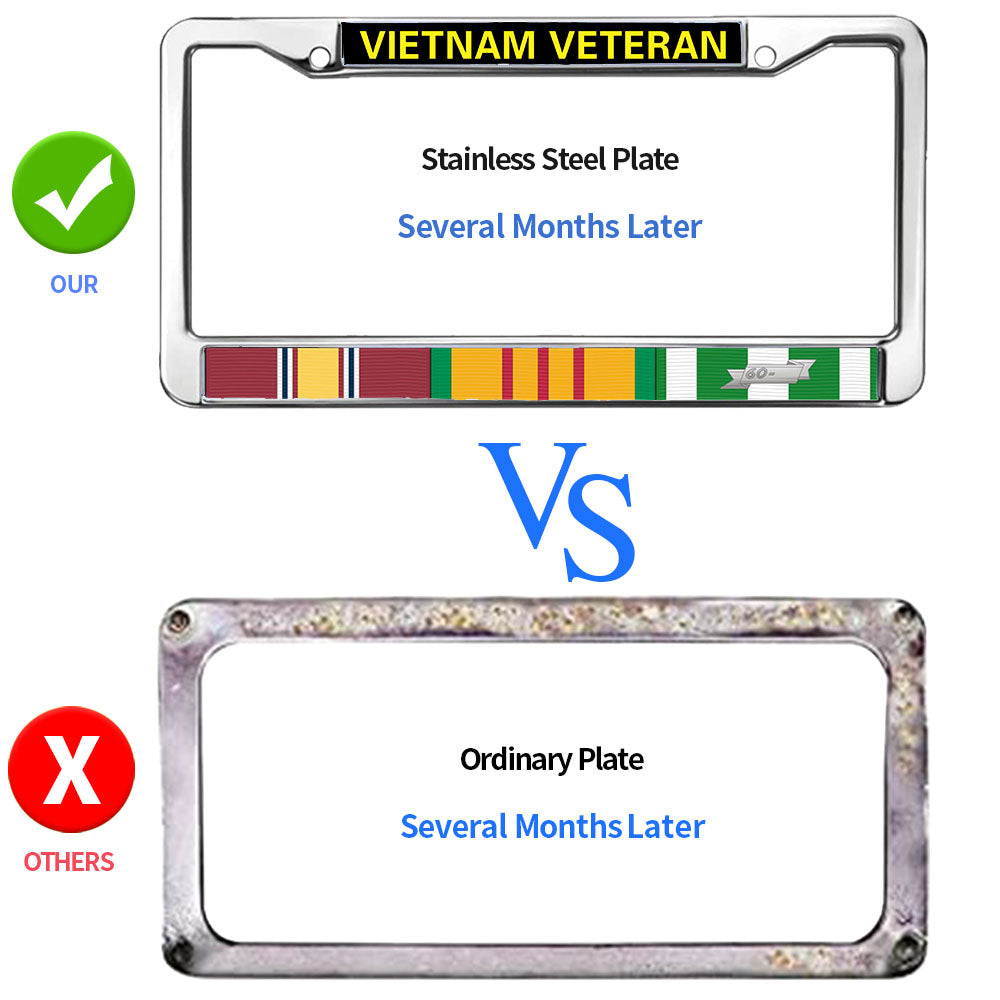 Vietnam Veteran License Plate Frame Custom Vietnam Vet Flag Rust-Proof License Plate Frame Vietnam Vet US Army License Plate Frame for Patriotic People