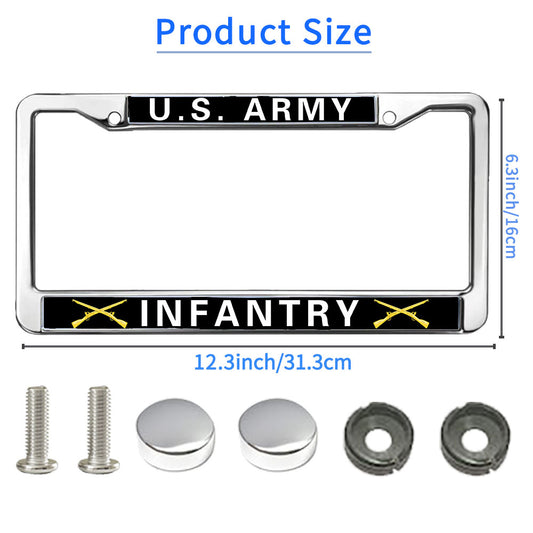 US Army Infantry License Plate Frame Military Army Infantry Pride Slim Design License Plate Frame US Army Heroism License Plate Frame for Patriotic Man Woman