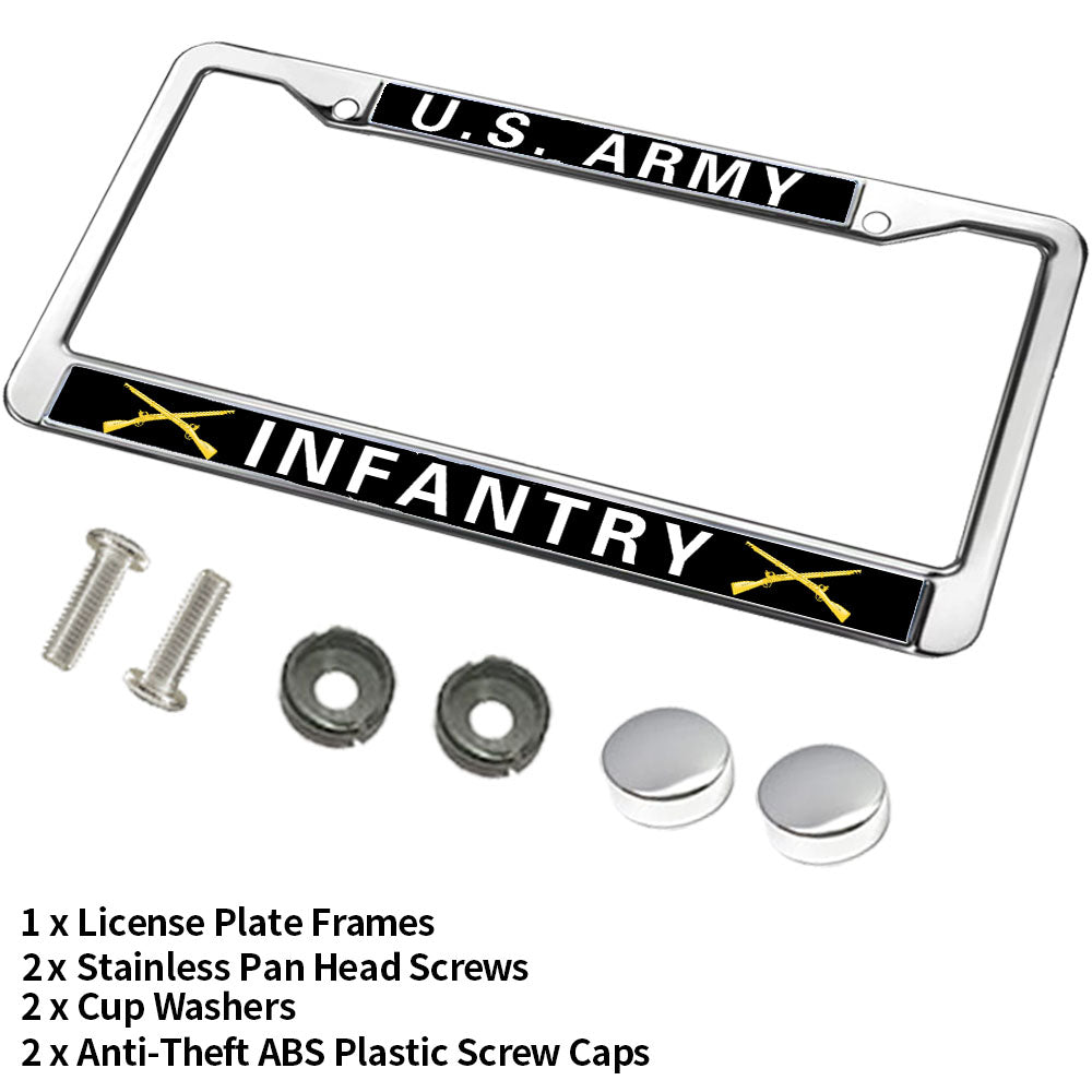 US Army Infantry License Plate Frame Military Army Infantry Pride Slim Design License Plate Frame US Army Heroism License Plate Frame for Patriotic Man Woman
