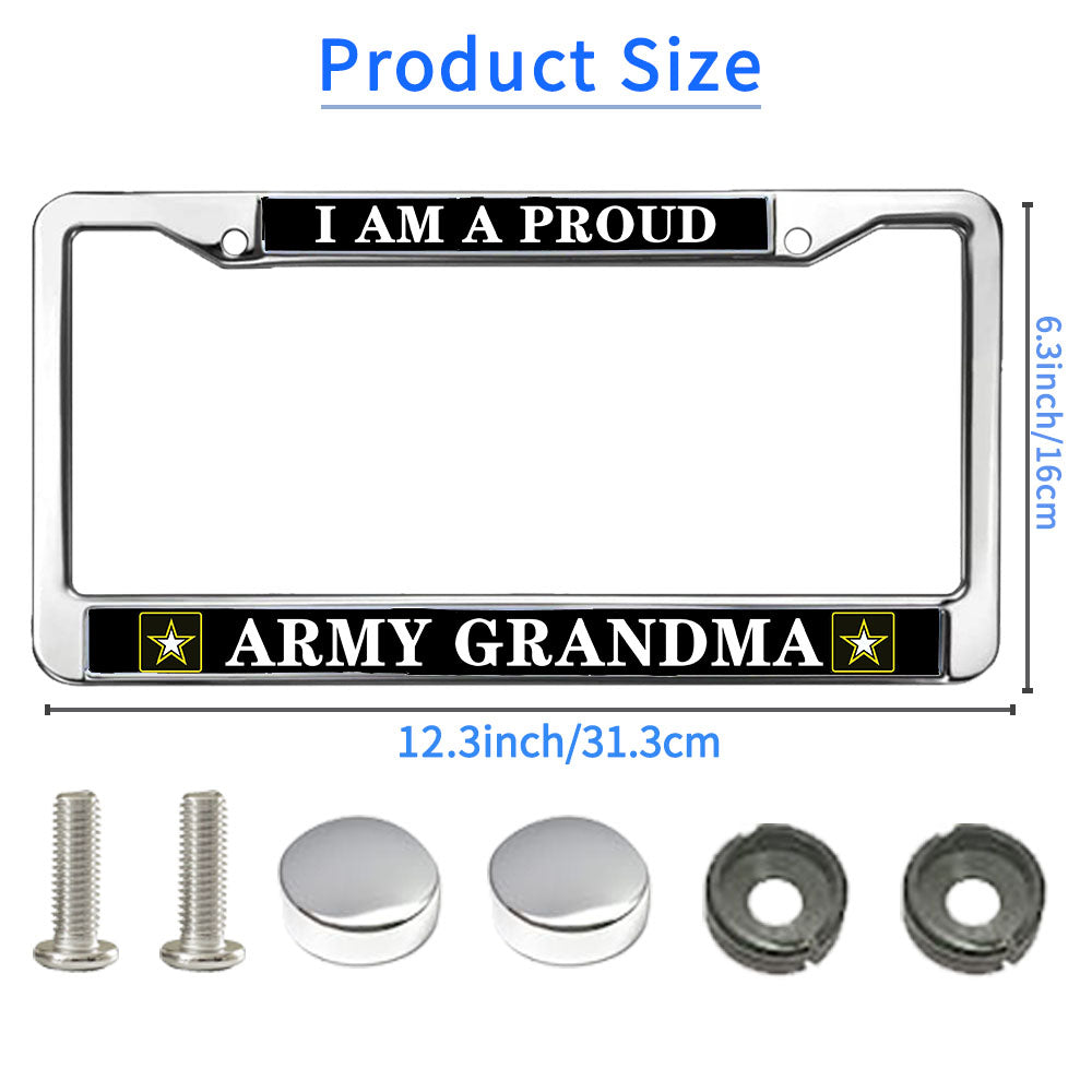 Proud Army Grandma License Plate Frame Custom US Army Support Fade-resistant License Plate Frame Proud US Army Veteran License Plate Frame for Military