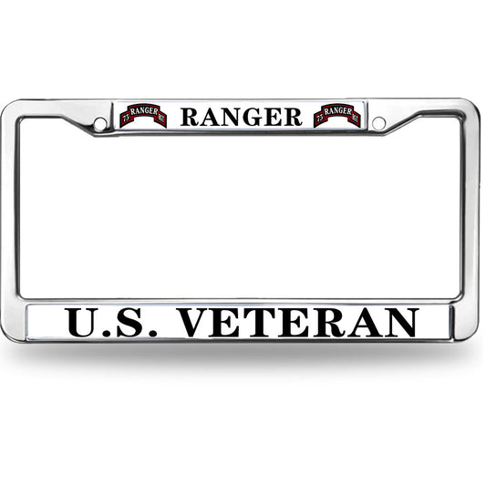 US Army Ranger License Plate Frame Chrome US Army Veteran Rattle-Proof License Plate Frame Army Ranger Pride License Plate Frame for Independence Day