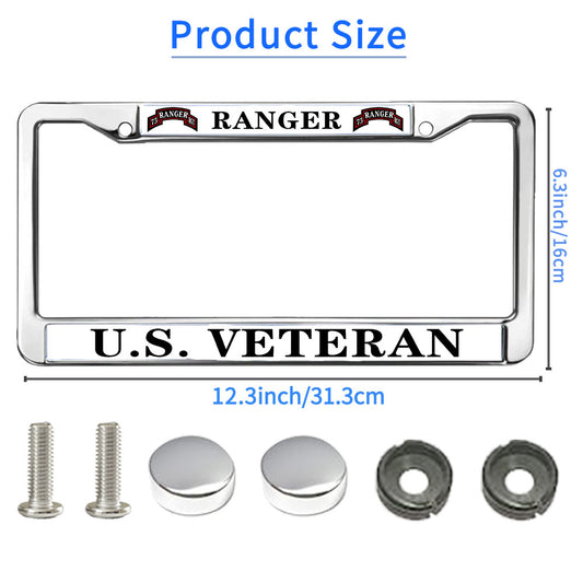 US Army Ranger License Plate Frame Chrome US Army Veteran Rattle-Proof License Plate Frame Army Ranger Pride License Plate Frame for Independence Day