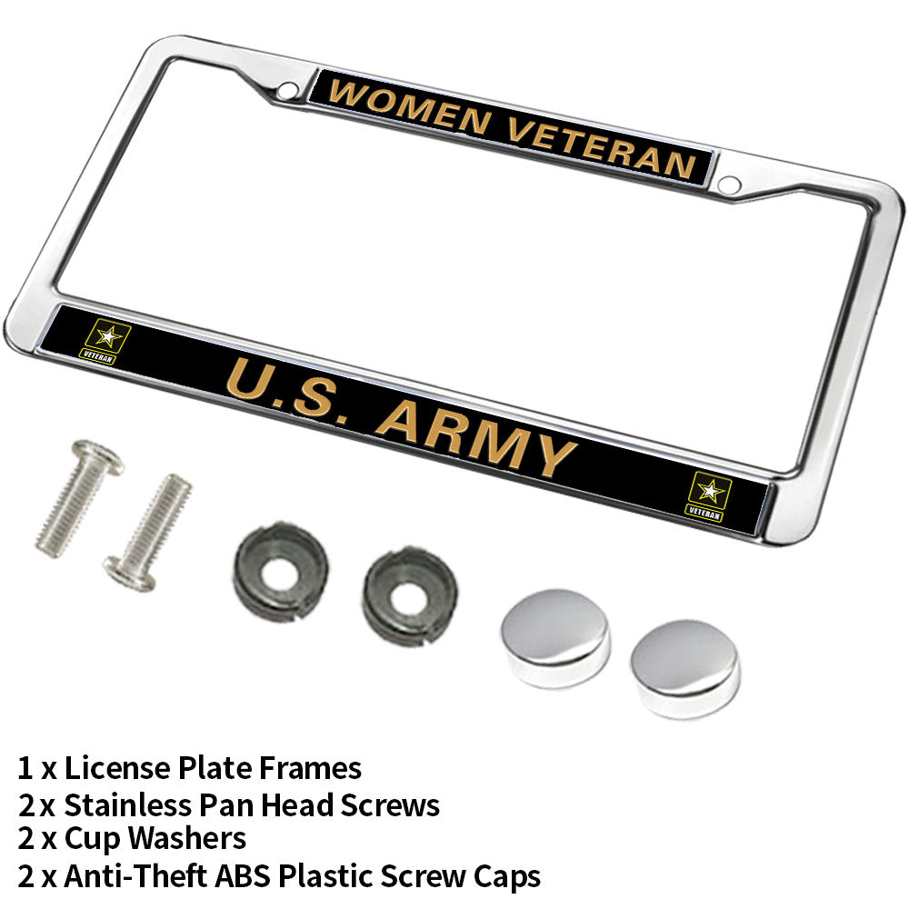 Women Veteran US Army License Plate Frame Military Women Veteran Pride Weather-proof License Plate Frame US Army Superhero License Plate Frame for Veterans