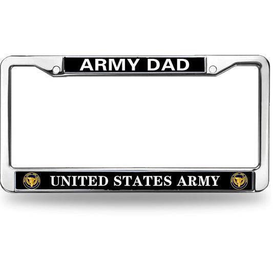 Army Dad Pride License Plate Frame Chrome United States Army Stylish License Plate Frame US Army Heroism License Plate Frame for Military