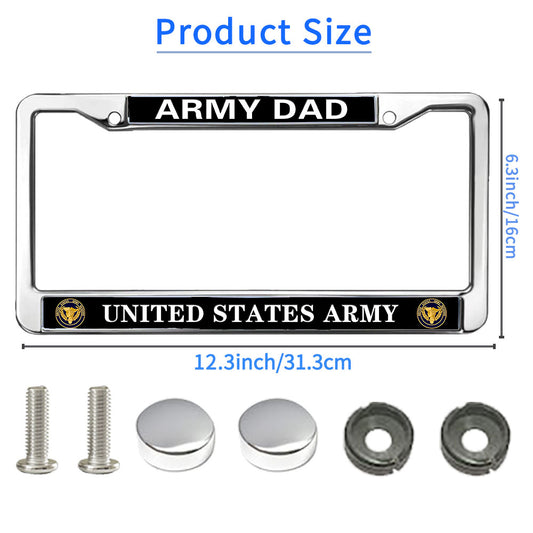 Army Dad Pride License Plate Frame Chrome United States Army Stylish License Plate Frame US Army Heroism License Plate Frame for Military