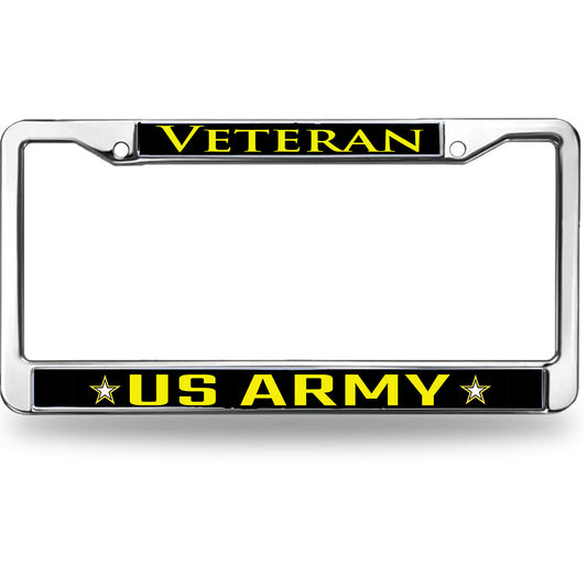 US Army Veteran License Plate Frame Custom Proud US Veteran Slim Design License Plate Frame US Veteran Support License Plate Frame for Patriotic Man Woman