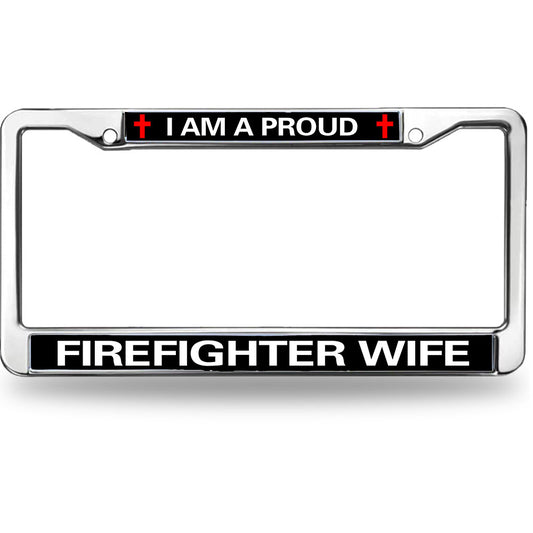 Proud Firefighter Wife License Plate Frame Military Proud Firefighter Rattle-Proof License Plate Frame Fire Rescue Support License Plate Frame for Firefighter