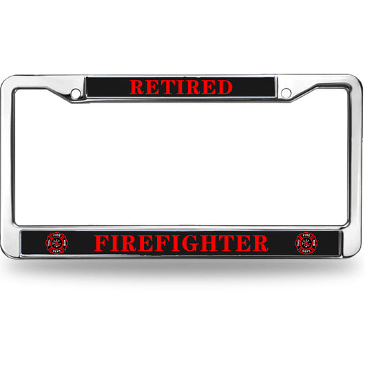 Retired Firefighter License Plate Frame Patriotic Firefighter Power Durable License Plate Frame Firefighter Gift License Plate Frame Gifts for Firefighter