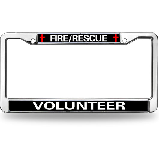 Fire Rescue Volunteer License Plate Frame Metal Firefighter Support Rattle-Proof License Plate Frame Fire Rescue Power License Plate Frame for Firefighter