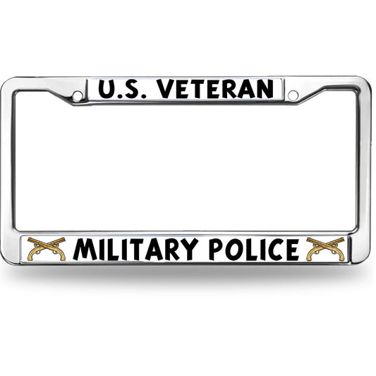 US Military Veteran License Plate Frame Patriotic Military Police Pride Rust-Proof License Plate Frame US Veteran Power License Plate Frame for Military