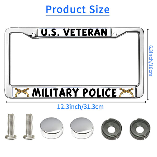 US Military Veteran License Plate Frame Patriotic Military Police Pride Rust-Proof License Plate Frame US Veteran Power License Plate Frame for Military