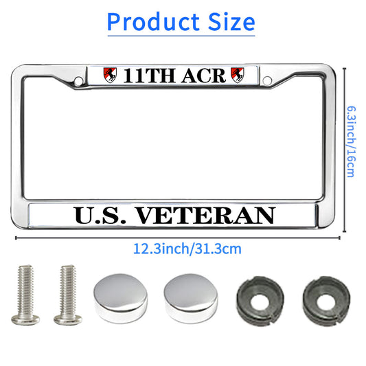 11th ACR US Veteran License Plate Frame Metal Armored Cavalry Army Fade-resistant License Plate Frame US Veteran Gift License Plate Frame for Patriotic People