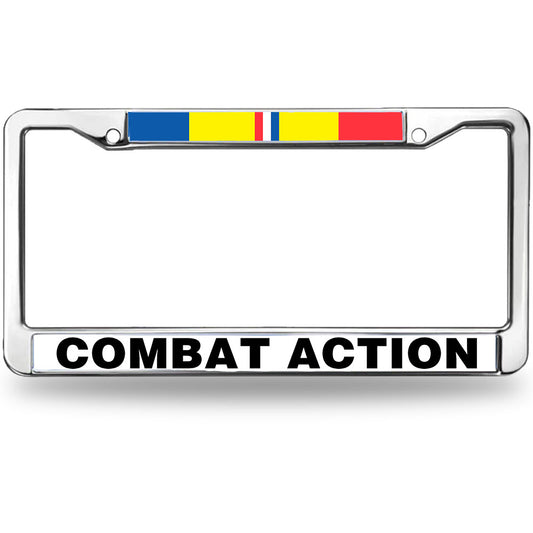 Combat Action Ribbon License Plate Frame Patriotic US Army Blessing Easy Installation License Plate Frame US Army Superhero License Plate Frame for Military