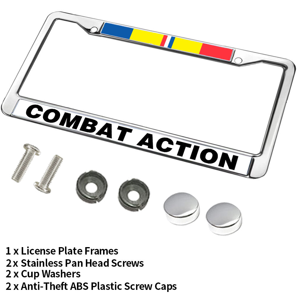 Combat Action Ribbon License Plate Frame Patriotic US Army Blessing Easy Installation License Plate Frame US Army Superhero License Plate Frame for Military