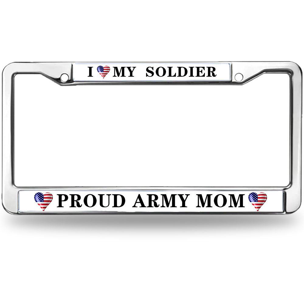 Proud Army Mom License Plate Frame Custom US Army USA Flag Scratch-Resistant License Plate Frame US Army Veteran License Plate Frame for Veterans