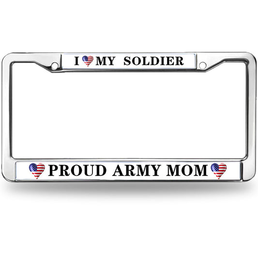 Proud Army Mom License Plate Frame Custom US Army USA Flag Scratch-Resistant License Plate Frame US Army Veteran License Plate Frame for Veterans