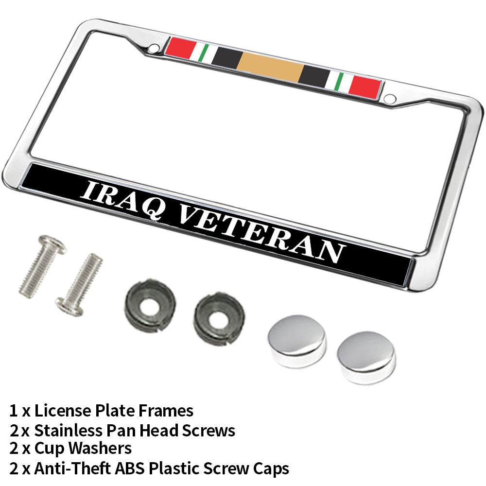 Iraq Veteran Flag License Plate Frame Slim US Army Veteran Stylish License Plate Frame US Veteran Blessing License Plate Frame for Veterans